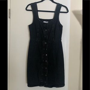 Urban Outfitters faded black tank top button up jean mini dress. Size 6